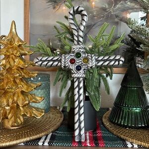 Heavy Mexican Pewter Jeweled Lasso Wall Cross